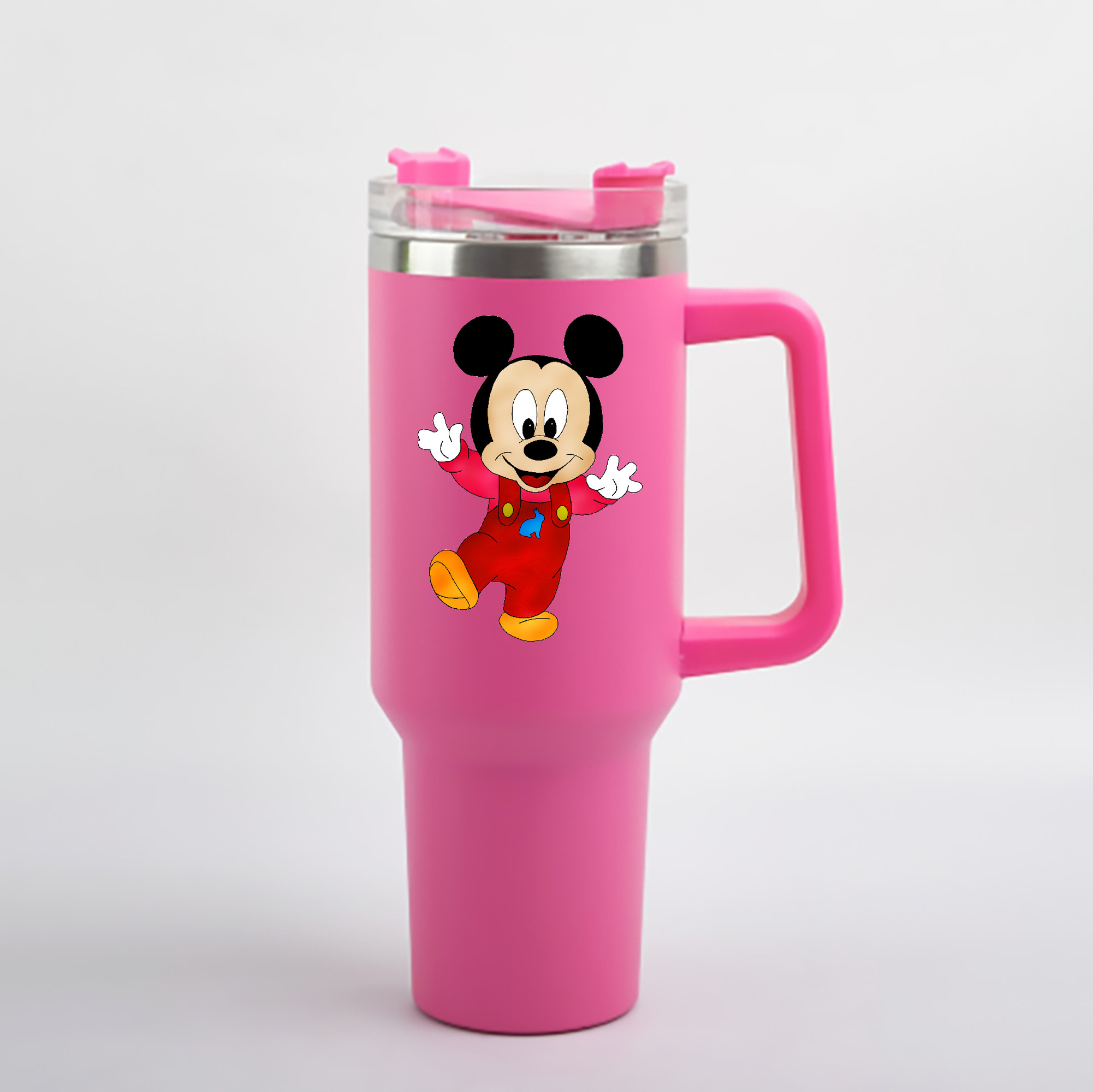 （画像用） ミッキーマウス Mickey Mouse 1200mL車用タンブラー - クリスタルステッカー（プラスチックストロー付き）